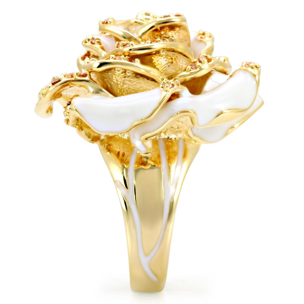 1W040 - Gold Brass Ring with AAA Grade CZ  in Champagne