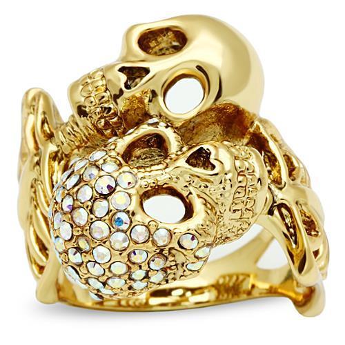3W007 Gold White Metal Ring with Top Grade Crystal