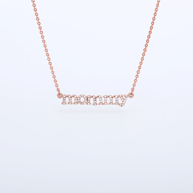 Crystal Pave CZ Letters mommy Pendant Necklace
